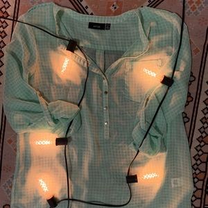 APT 9 Sheer Grid Print Blouse